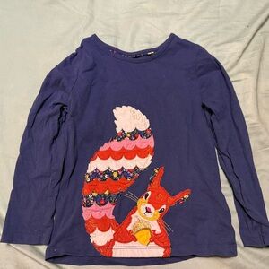 Mini Boden Long Sleeve Top with Colorful Squirrel - Blue
